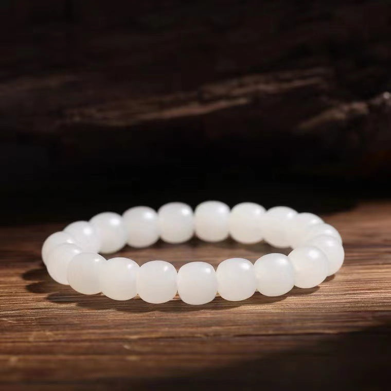 White Hetian jade bead bracelet — original product photograph
