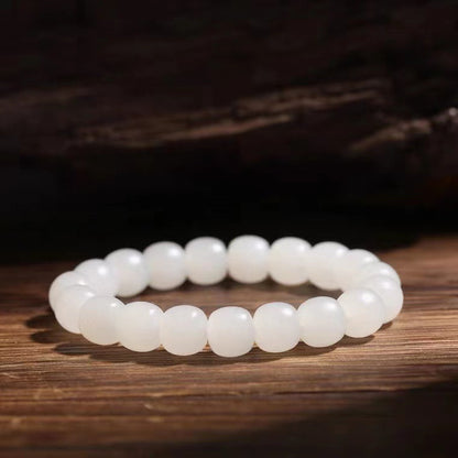 White Hetian jade bead bracelet — original product photograph