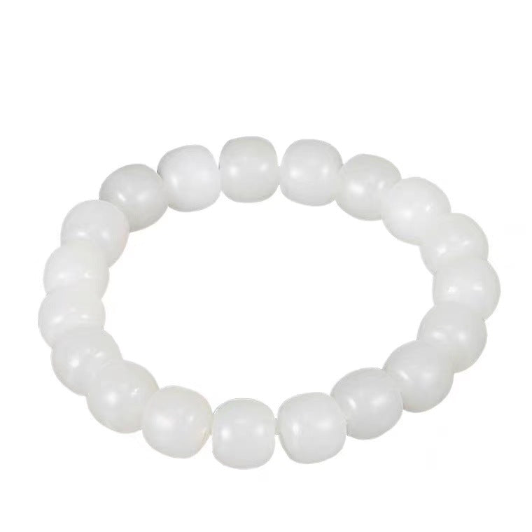 White Hetian jade bead bracelet — original product photograph