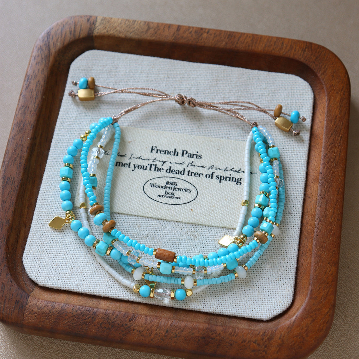 Blue and white Turquoise style multi-row bracelet