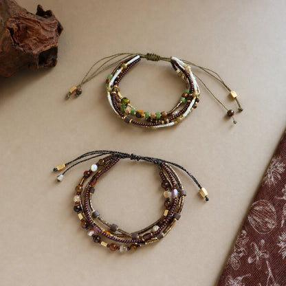 Earthy Green & Brown and Shell Beads bracelet styles