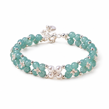 Blue Chalcedony & Pearl Accents - 4mm