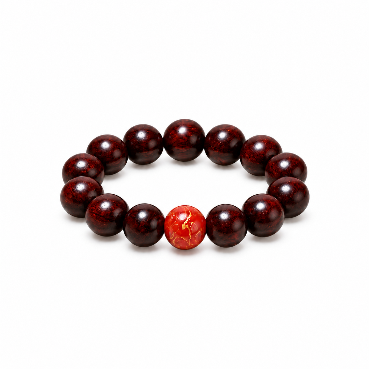 Red Sandalwood Beaded Bracelet — 17 Styles on a white background